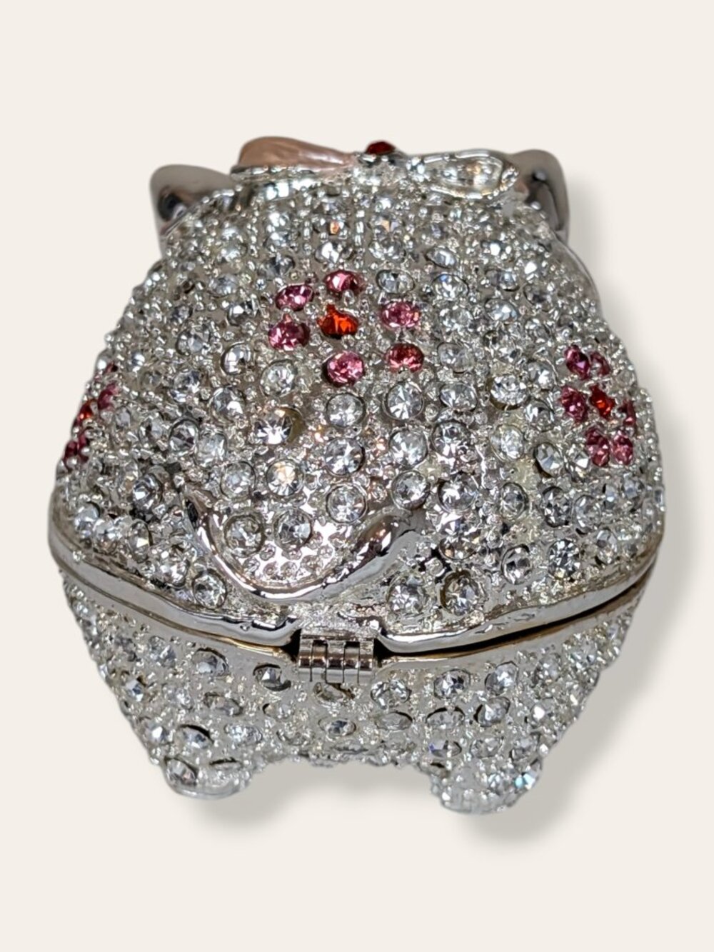 White & Pink Rhinestone Pig Trinket Box - Picture 4 of 8